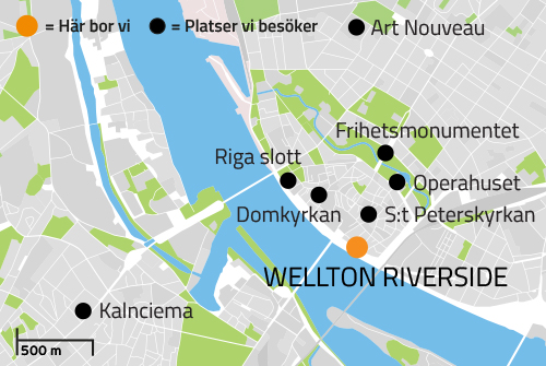 Geografisk karta ver Riga p en julmarknadsresa.